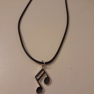 Black music note charm necklace